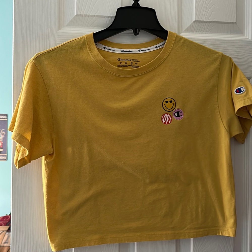 Women’s size medium Champion crop top mustard yellow shirt